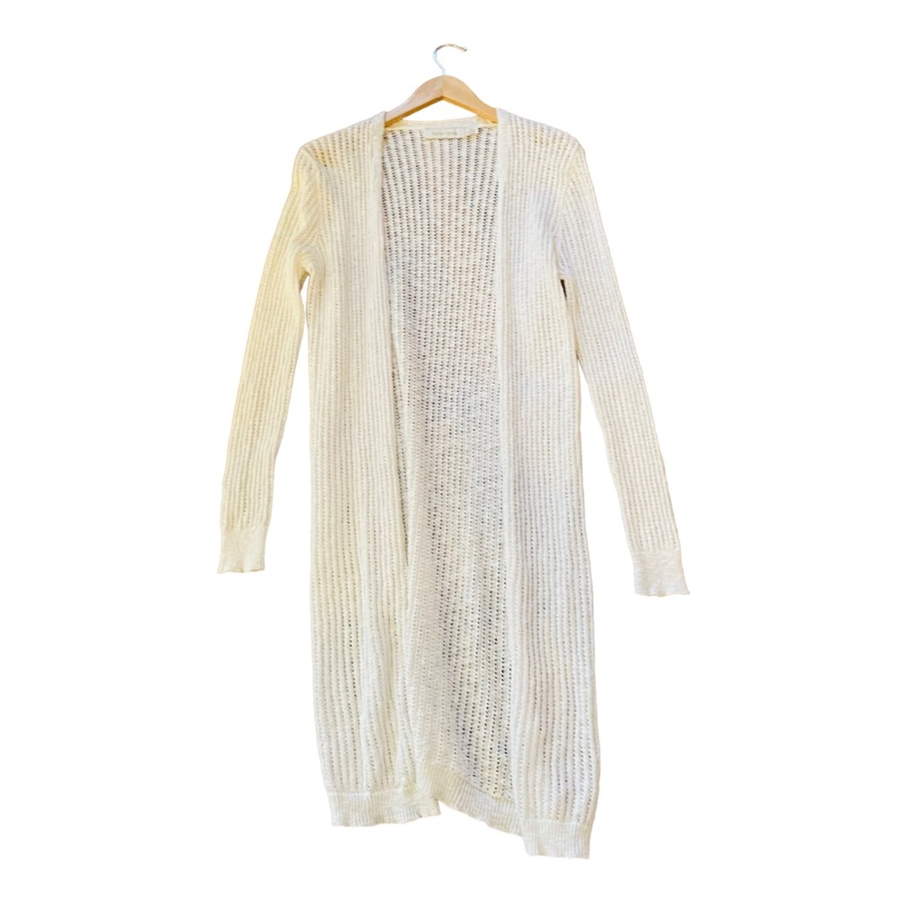 BISHOP + YOUNG Long White Open Front Sweater